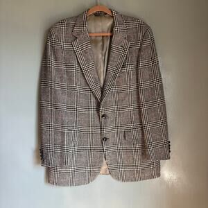 Vintage OAKBROOK Men's 42 Regular Black White Houndstooth Wool Sportscoat Blazer